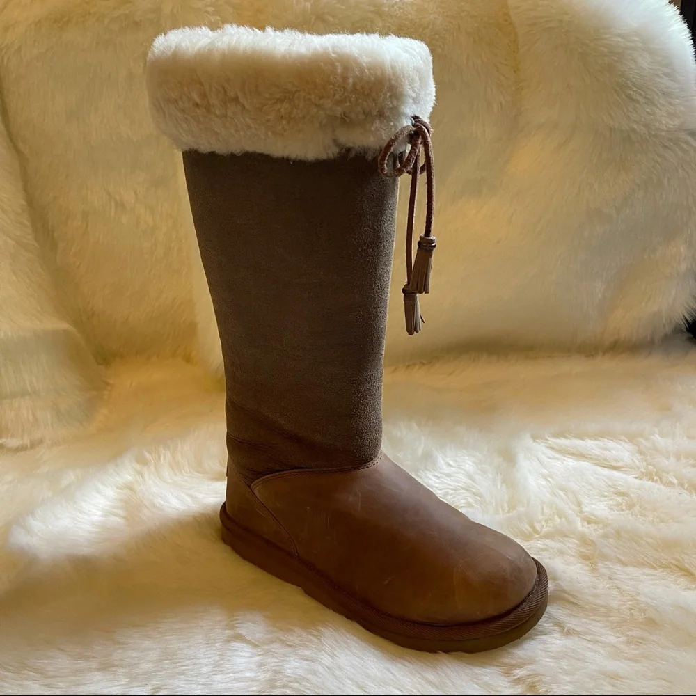 Extremely Rare! UGG Braided Sussex Fur Lined Boots - Like New